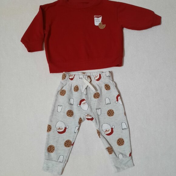 Carter's Christmas Baby Outfit, Santas Bestie, Cookies Milk, Pants Shirt 3-6, LN - Picture 2 of 11